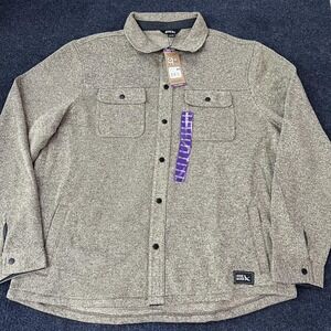 Eddie‎ Bauer Jacket Mens 2XL Brown Sweater Fleece Shirt Snap Lined EB650